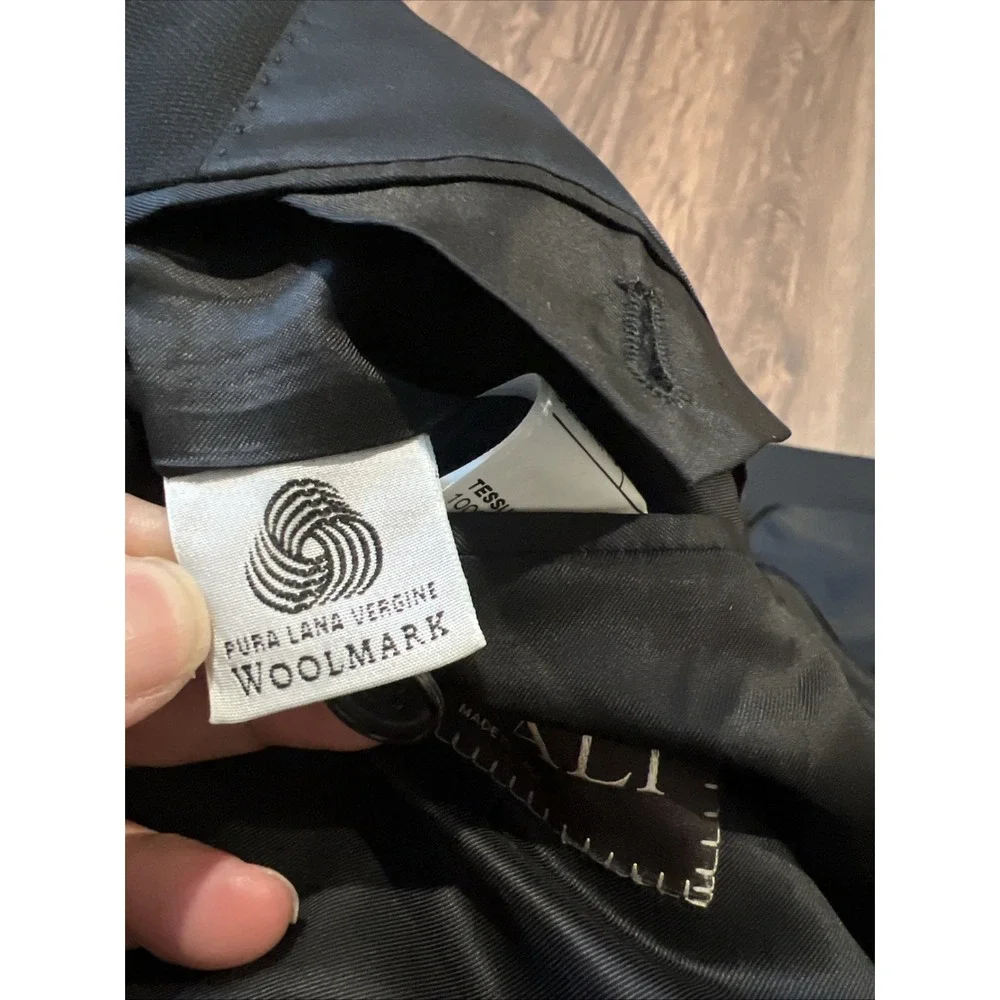 Canali Blazer Men Hopsack Wool Water Resistant Brown Label Color Black 48R